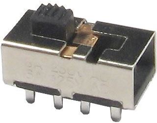 Prepínač posuvný KBB45-2P3W, ON-ON-ON 2pol. 250V/0,5A