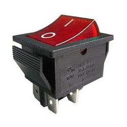 Vypínač kolískový IRS-201-2C, OFF-ON 2pol.250V/15A červený presvetlený