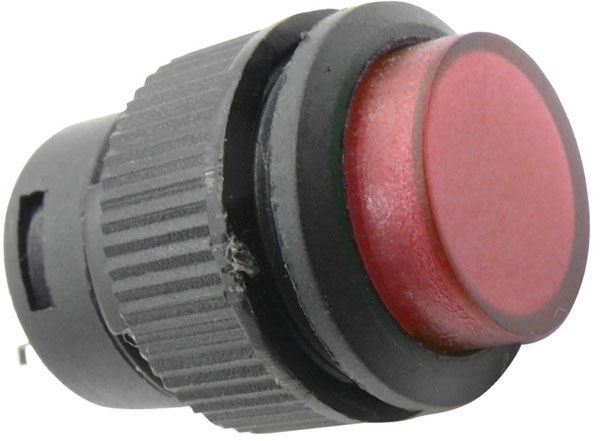 Tlačidlo R16-503BD 1pól. OFF-(ON) 250V/3A červené presvetlené