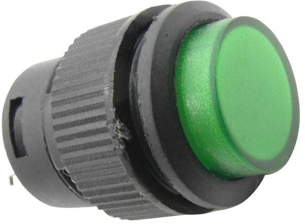 Tlačidlo R16-503BD 1pól. OFF-(ON) 250V/3A zelené presvetlené