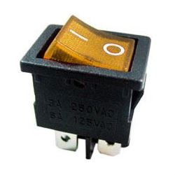 Vypínač kolískový MIRS-201A-C3, ON-OFF 2pol.250V/3A žltý, presvetlený
