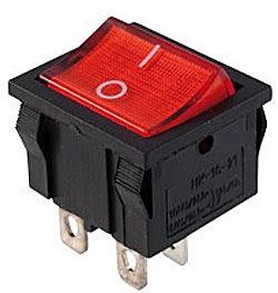 Vypínač kolískový MIRS-201-4, OFF-ON 2pol.250V/6A červený