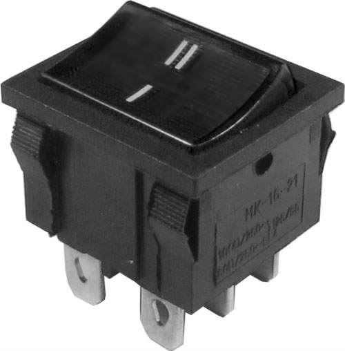 Prepínač kolískový MRS-202-4, ON-ON 2pol.250V/6A čierny