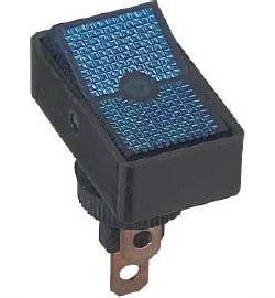Vypínač kolískový ASW-11D, ON-OFF 1pol.12V/20A modrý, presvetlený