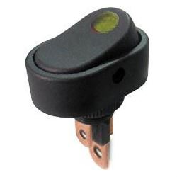 Vypínač kolískový ASW-20D-2, ON-OFF 1pol.12V/20A žltý, presvetlený