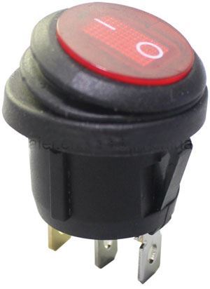 Vypínač kolískový KCD1-5-101NW, OFF-ON 1pol.250V/6A červený, vodotesný