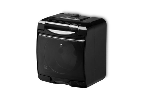 Zásuvka 250V/16A IP54, čierna, Karlik