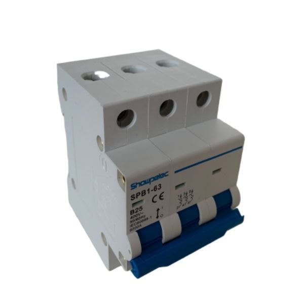 Istič Showpelec SPB1-63 B25, 400V/25A/B 3fázový na DIN lištu