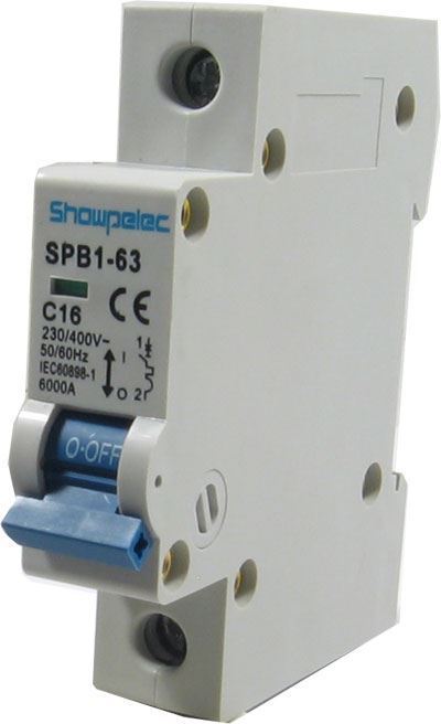 Istič Showpelec SPB1-63 C16, 230V/16A/C 1fázový na DIN lištu