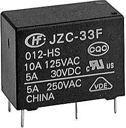 Relé JZC-33F1C 12V, kontakty 250VAC/5A(30VDC/10A)
