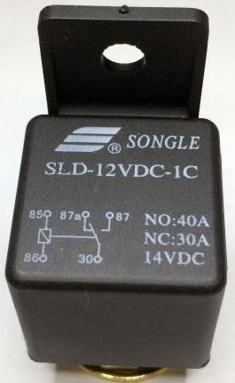 Relé auto Songle SLD-12VDC 12V/40A 28x28x25mm s strmienkom