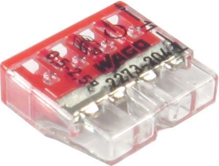 Svorka Wago 2273-204, 0,5 - 2,5 mm2, 4-pólová, transparentná/biela