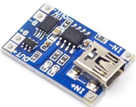 Nabíjačka Li-Ion článku 1A s ochranou, modul s IO TP4056 (mini USB)