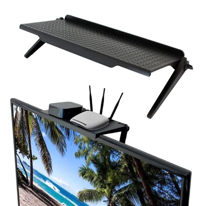 Závesná polička na TV, monitor 30 x 11 cm čierna