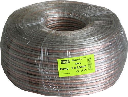 Dvojlinka 2x2, 5mm2 CU, 13AWG, priehľadná, balenie 100m