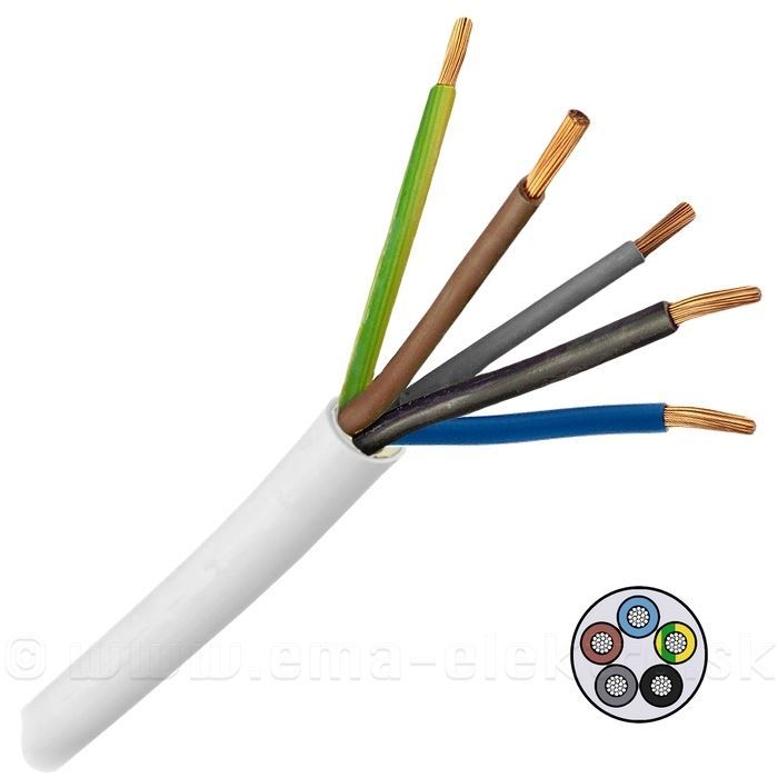 Kábel 5x2,5mm2 H05VV-F (CYSY5x2,5mm), biely
