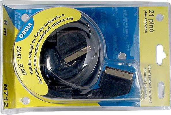 Kábel Scart-Scart 6m HiFi plast 2x tienenie