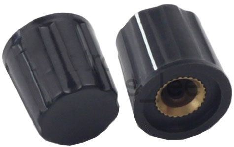 Prístrojový gombík K16-2 19x16mm, hriadeľ 6mm, čierny