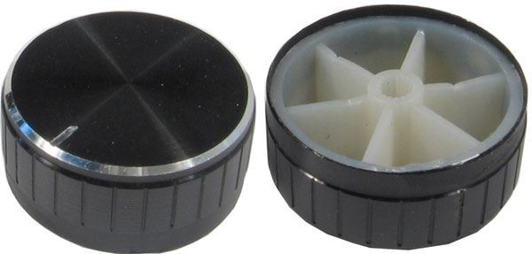 Prístrojový gombík 18T 40x17mm, hriadeľ 6mm čierny