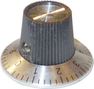 Prístrojový gombík KN-140A 29x15mm, hriadeľ 6mm, stupnica 0-9