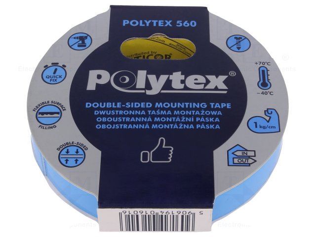 Obojstranná lepiaca penová páska ANTICOR POLYTEX 560, šírka 19mm, 10m