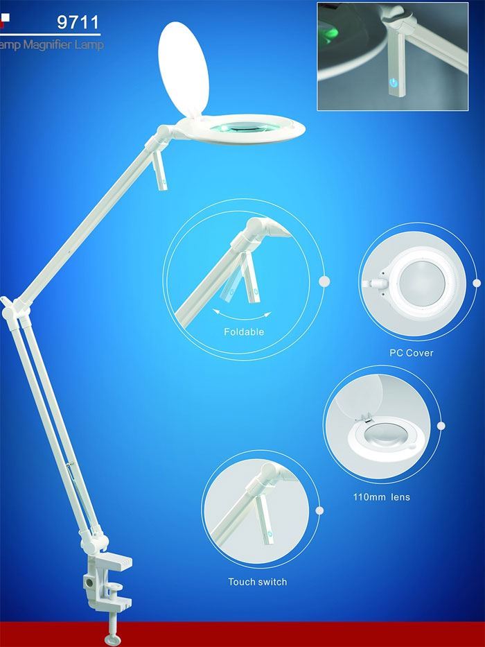 Stolová lupa 9711, šošovka 110mm, 5 dioptrií, 72xLED SMD