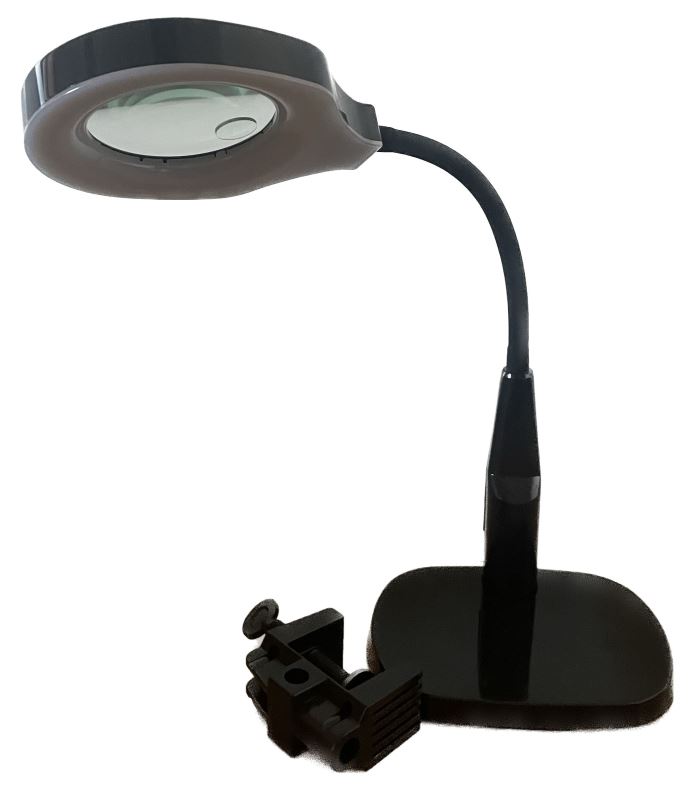 Stolová lupa 9145 bifokálna 3D+8D, 24x LED, podstavec aj svorka, čierna