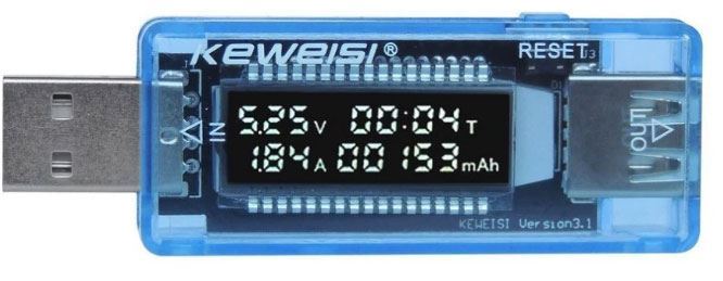 USB tester KWS-V20, V-A meter a merač kapacity 4-20V/0-3A DC