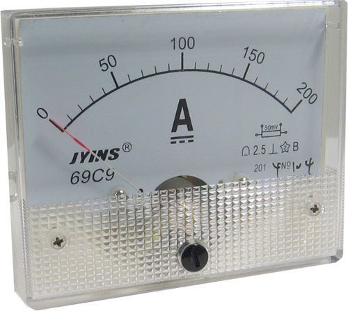 Analógový panelový ampérmeter 69C9 200A DC (50mV), bez bočníka