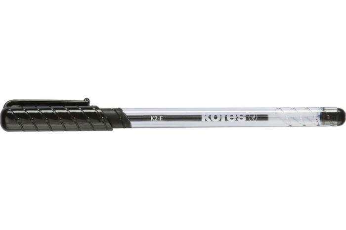 Pero guličkové Kores K2 Pen, 0,7 mm, transparentné, trojhranné, čierne