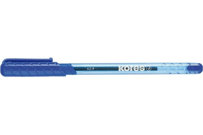 Pero guličkové Kores K2 Pen, 0,7 mm, transparentné, trojhranné, modré