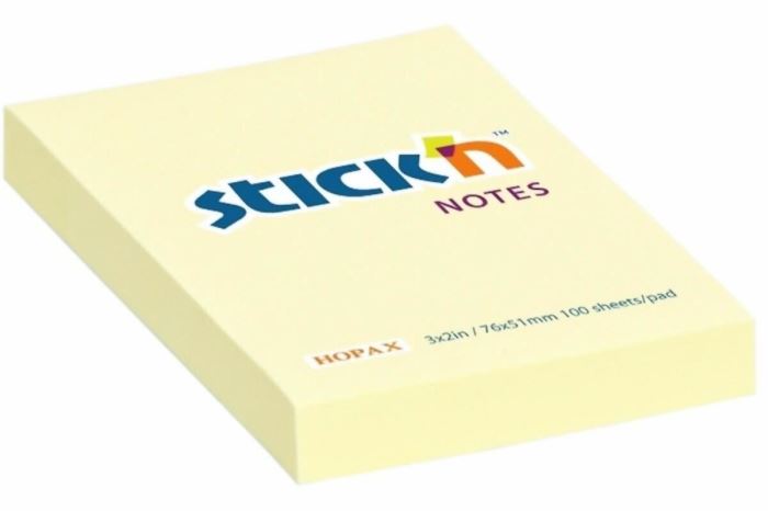 Bloček samolepiaci Hopax 76x127 mm, žltý, 100 lístkov
