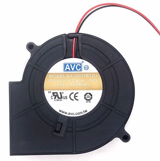 Ventilátor radiálny AVC BA10033B, 97x97x33mm 12V, guličkové ložiská