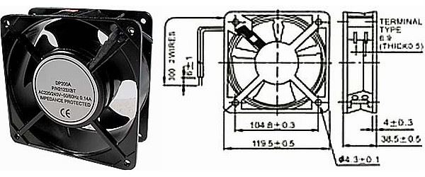 Ventilátor 120x120x38mm 230V/0,14A 2700 ot/min