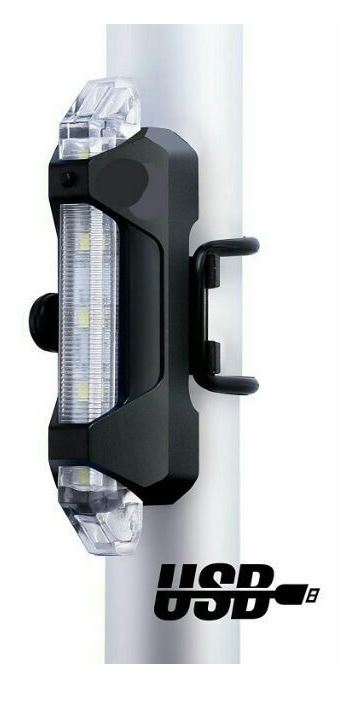 Svietidlo na bicykel predný, 5xLED, 15lm, USB, nabíjací, biela