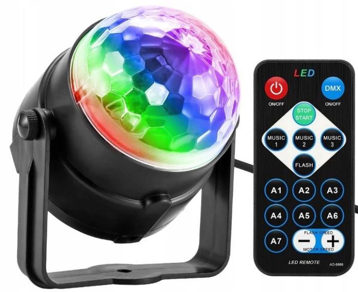 Disco LED guľa s diaľkovým ovládačom
