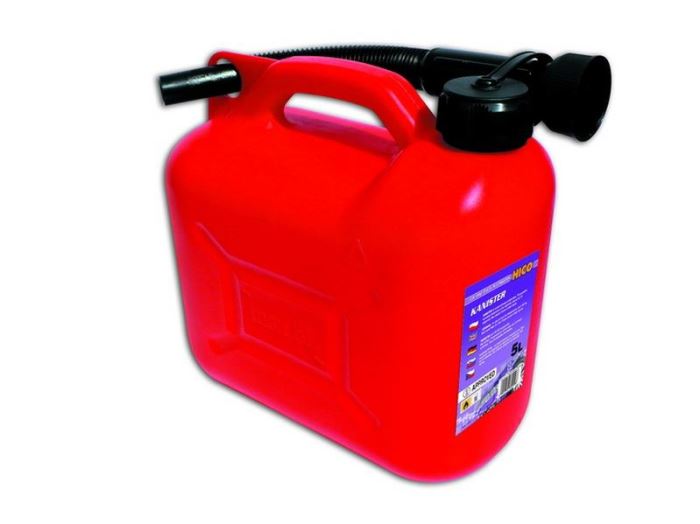 Plastový kanister na benzín, PHM, 5 L, červený