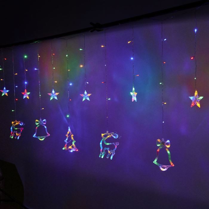 Vianočné osvetlenie so sobom 138LED LIGHT CURTAIN, viacfarebná