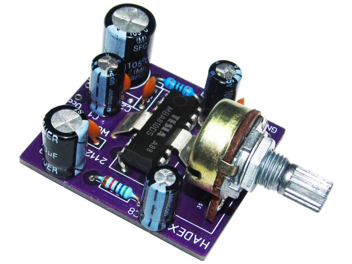 NF zosilňovač 5W s MBA810 v.2, STAVEBNICA