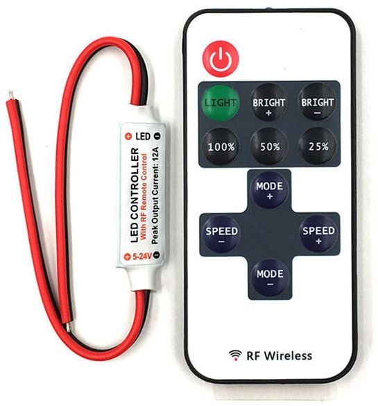 Diaľkové ovládanie RF 433MHz 12V/6A pre LED pásky, prijímač + vysielač