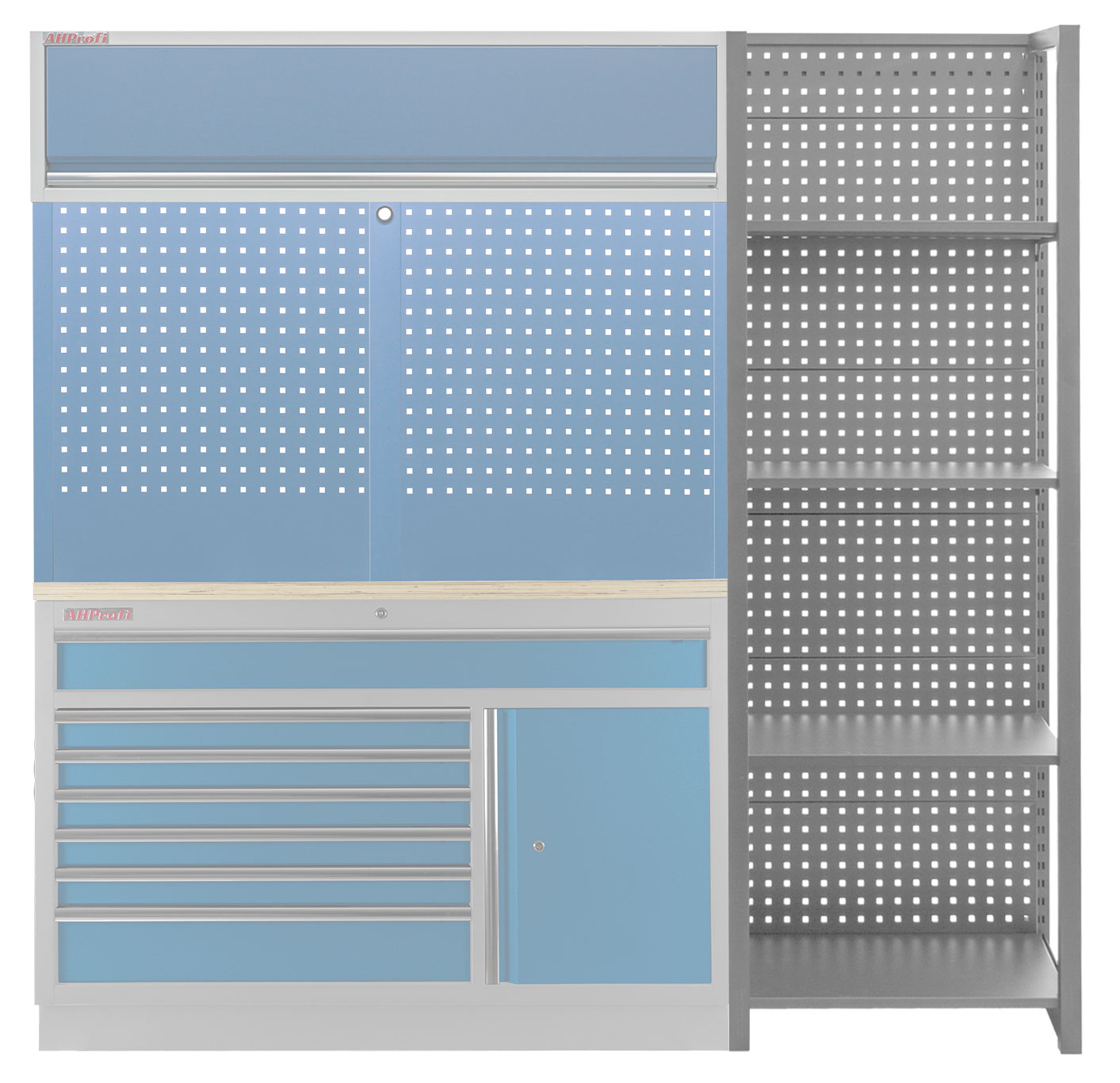 Kovový regál s dierovanou doskou, 680 x 458 x 2000 mm - MTJA680