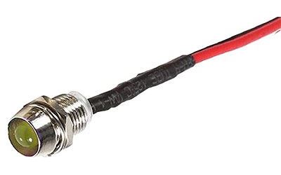 kontrolka 24V LED žltá do otvoru 8mm kovová