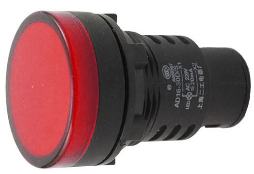 Kontrolka 230V LED 37mm AD16-30DS, červená