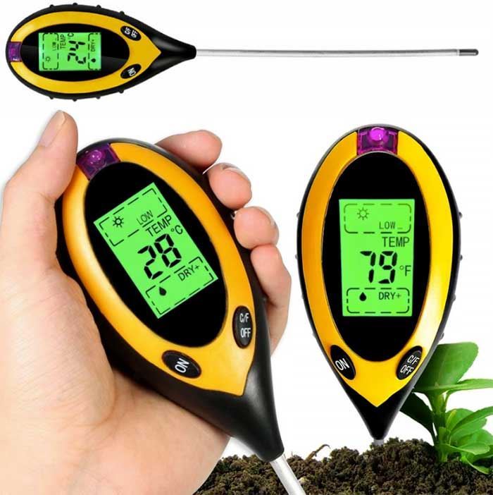 Pôdne pH meter, vlkomer, teplomer a luxmeter ST-02