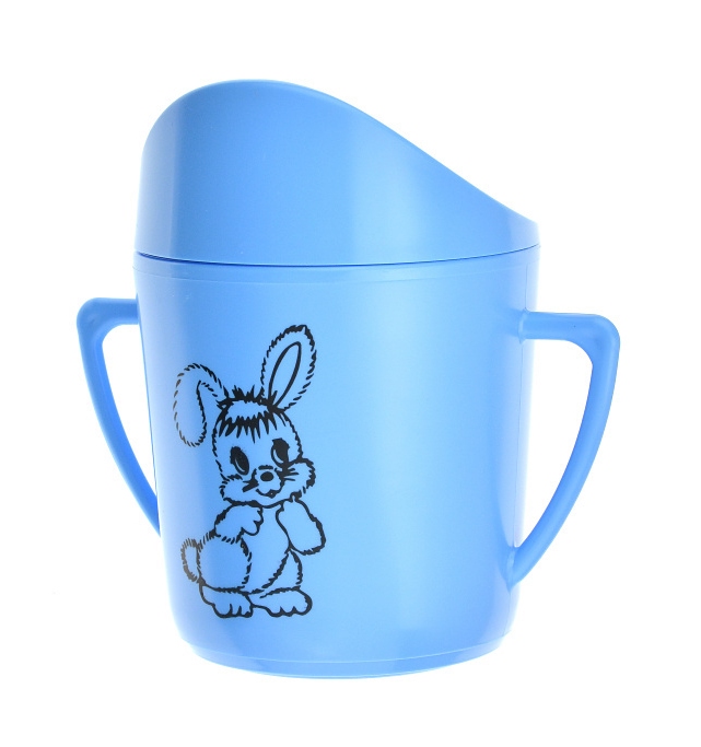 Hrnek kojenecký plast 250ml potisk modrý CZ