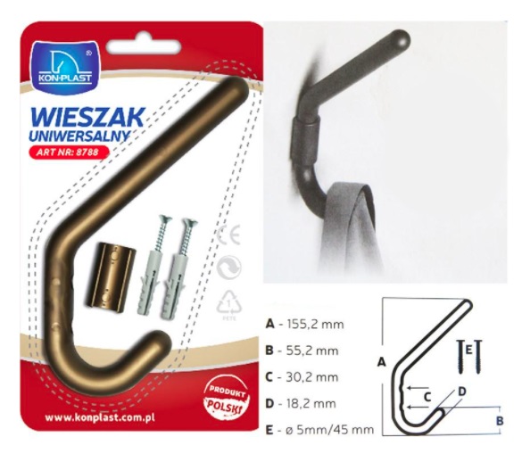 Vešiak 2 háčiky plast KON, mix farieb
