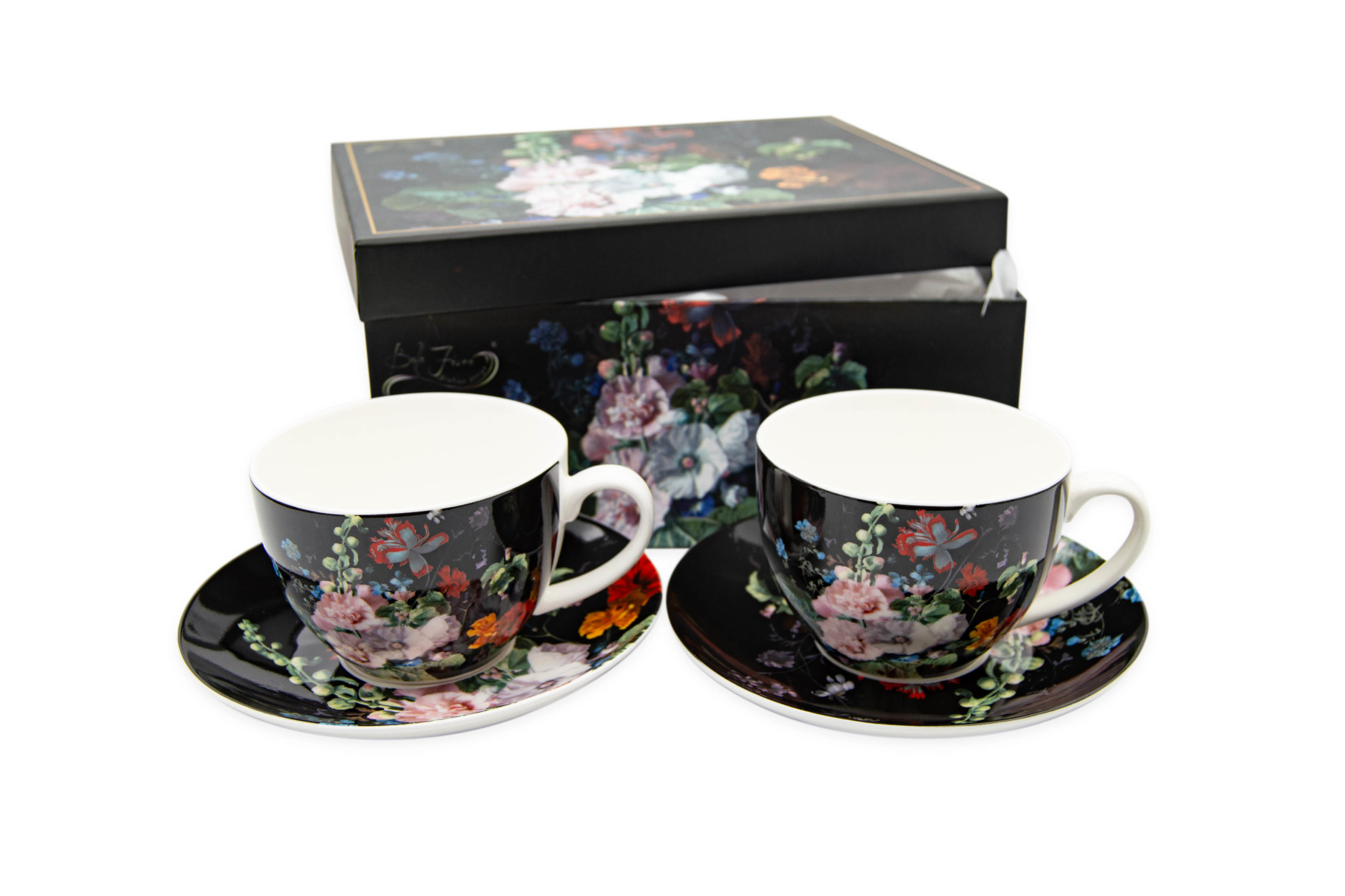 Šapo 280ml porcelán sada 2ks KVĚT černá