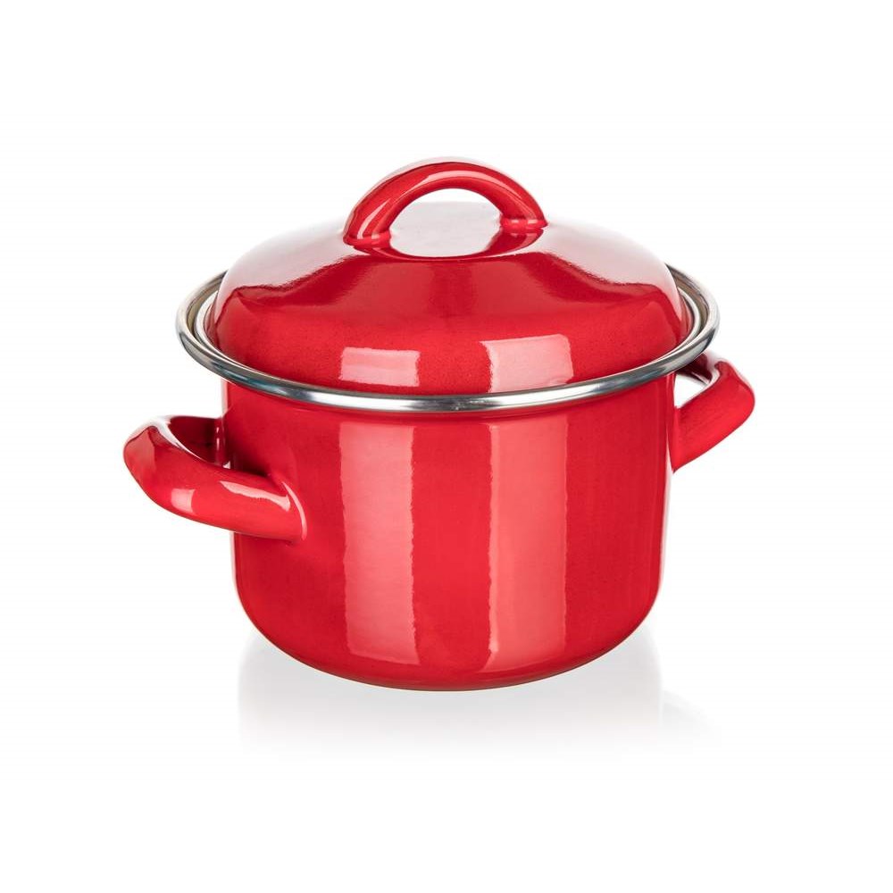 Hrniec smalt ¤12x8cm 0,78L s pokrievkou MILTON RED