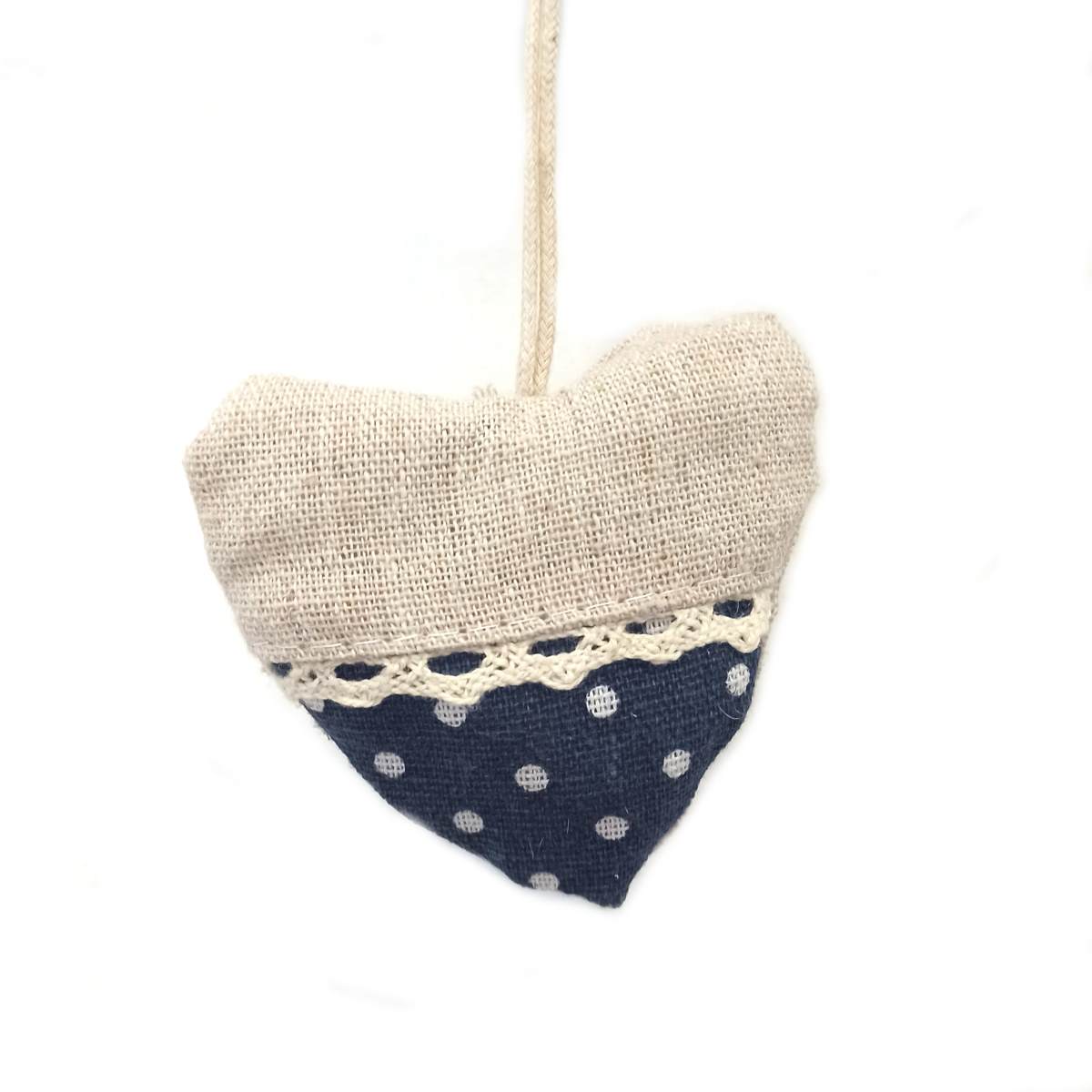 Dekorácia srdca textilné 8x7cm HEART DOTS modré
