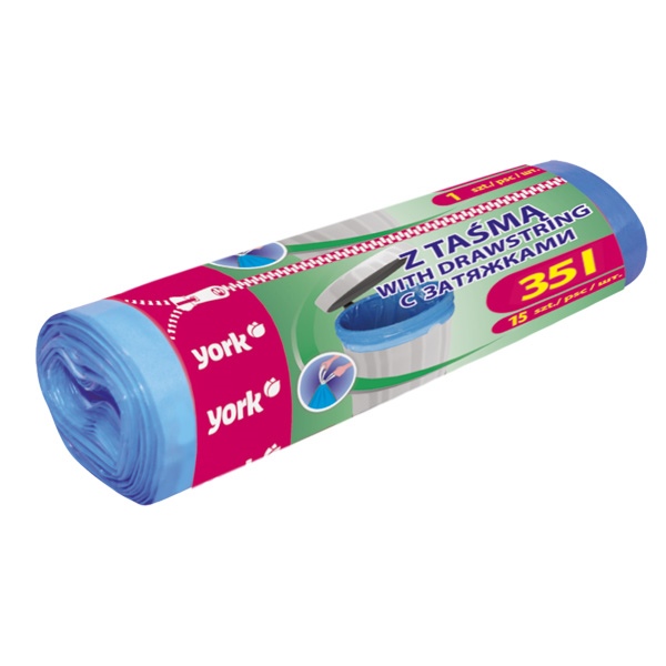Pytle na odpad 35L/15ks, 50x60cm, 15µm zatahovací YORK